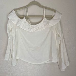 white eyelet off the shoulder top long sleeve